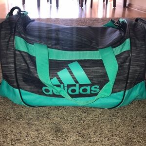 Addidas grey and teal duffel bag